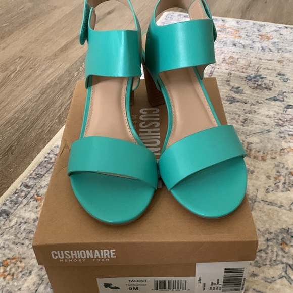Vegan cushionaire memory foam turquoise sandals - Picture 3 of 8
